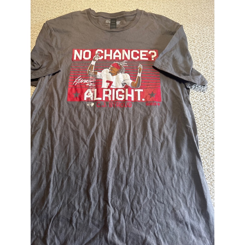 BreakingT C.J. Stroud No Chance Alright Houston Texans Grey Graphic Tee Size M
